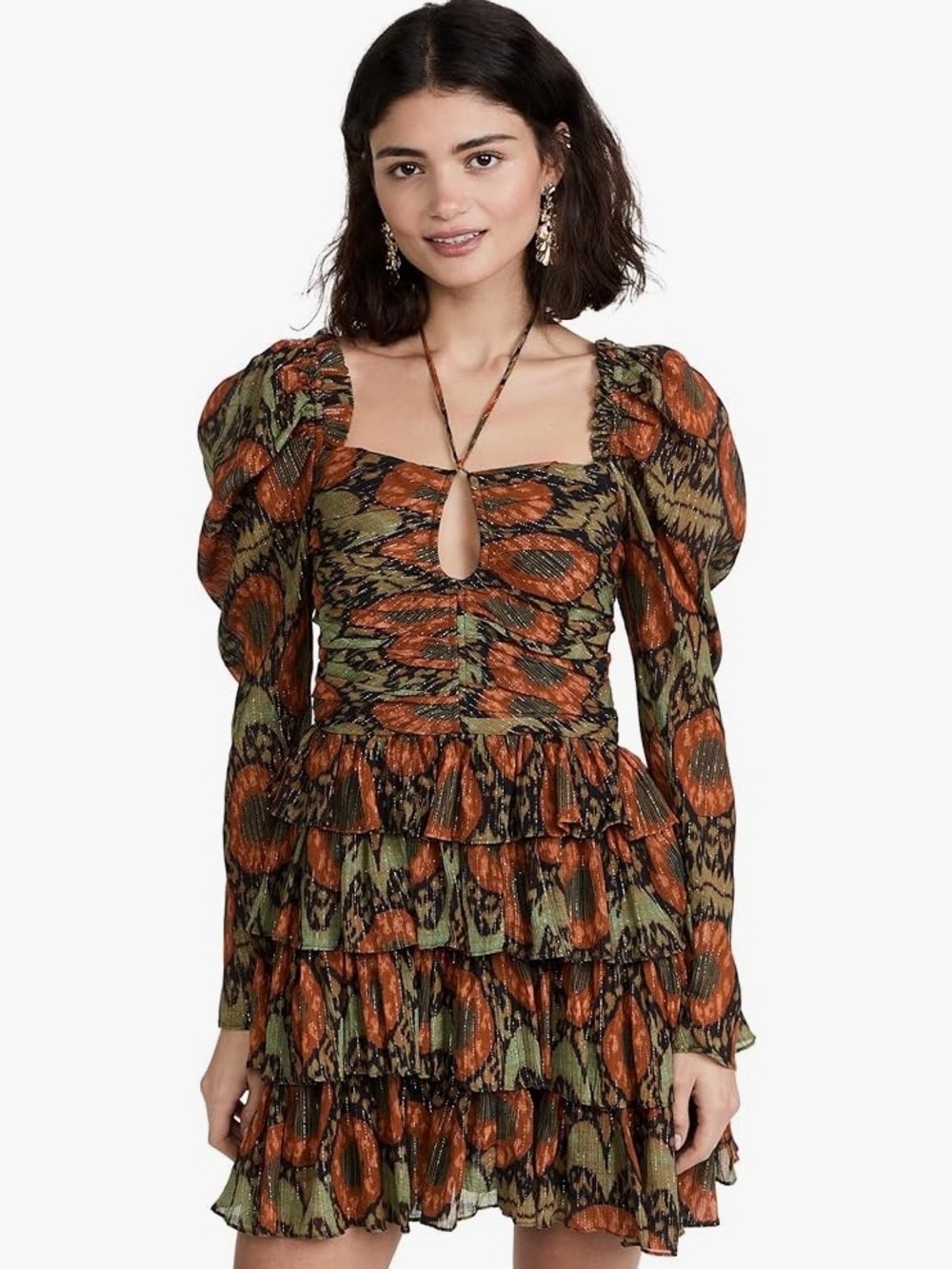 Ulla Johnson Naiya Dress Size 2 Keyhole Tiered Chiffon Sheer Long Sleeves Mini
